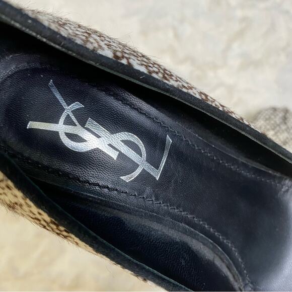 Yves Saint Laurent Tribtoo 105 Ponyhair Platform Pumps Mules Heels Size 37 - Picture 9 of 16